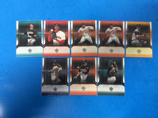8 Card Lot of all 2004 Ultimate Collection Serial Numbered Rookie Baseball Cards