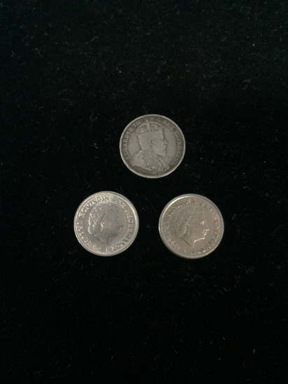 3 Count Lot of Vintage SILVER Foreign Coins