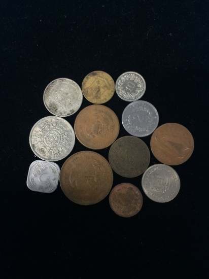 12 Count Lot of Vintage Foreign Coins