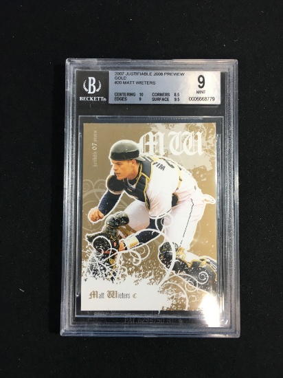 BGS Graded 2007 Justifiable Preview Gold Matt Wieters Rookie Baseball Card - Mint 9