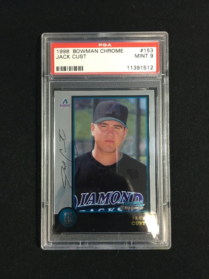 PSA Graded 1998 Bowman Chrome Jack Cust Diamondbacks Rookie Baseball Card - Mint 9