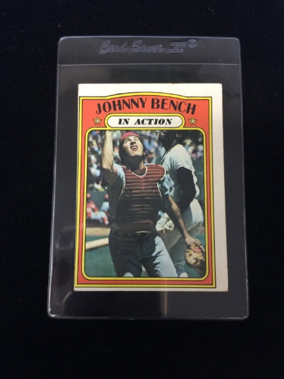 1972 Topps #434 Johnny Bench Reds In Action Baseball Card