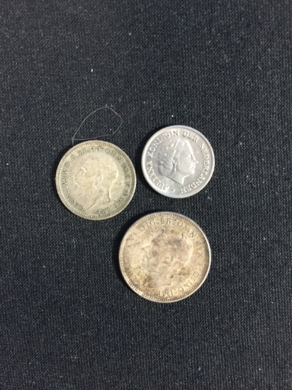 3 Count Lot of Vintage SILVER Foreign Coins