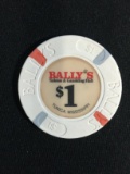 Bally's Saloon & Gambling Hall $1 Casino Poker Chip - Tunica, Mississippi