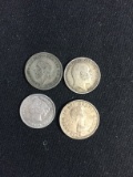 4 Count Lot of Vintage SILVER Foreign Coins