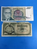 2 Count Lot of Vintage Foreign Currency Bill Notes