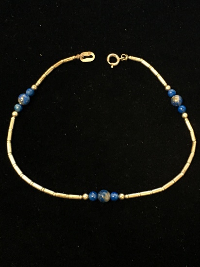 Liquid Sterling Silver & Blue Lapis 10" Bracelet