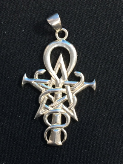 2003 Oberon ZE II Sterling Silver Twisted Medical Cross Pendant