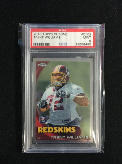 PSA Graded 2010 Topps Chrome Trent Williams Redskins Rookie Football Card - Mint 9