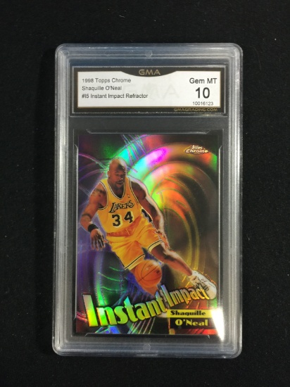 GMA Graded 1998 Topps Chrome Instant Impact Refractor Shaquille O'Neal - Gem Mint 10