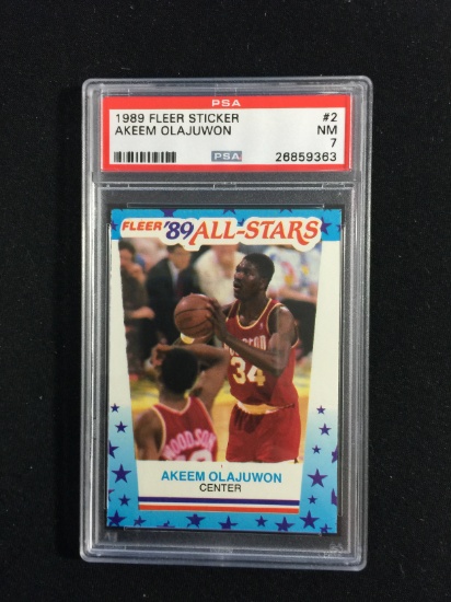 PSA Graded 1989-90 Fleer Sticker Akeem Olajuwon Rockets Basketball Card