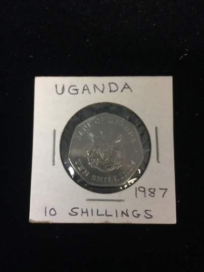 1987 Uganda - 10 Shillings - Foreign Coin in Holder