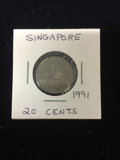 1991 Singapore - 20 Cents - Foreign Coin in Holder