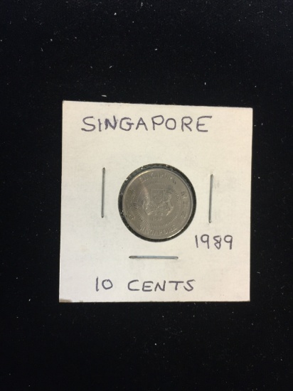 1989 Singapore - 10 Cents - Foreign Coin in Holder