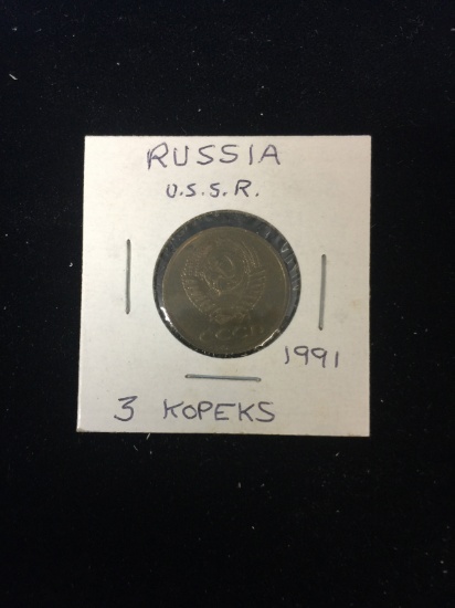 1991 USSR (Russia) - 3 Kopeks - Foreign Coin in Holder