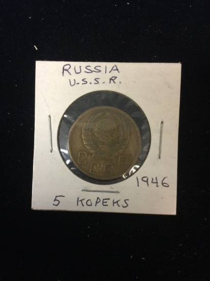 1946 USSR (Russia) - 5 Kopeks - Foreign Coin in Holder
