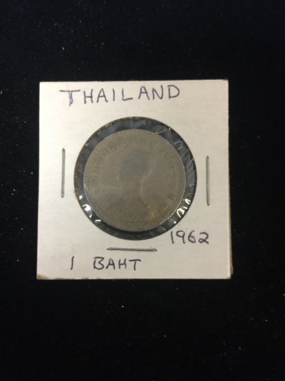 1962 Thailand - 1 Baht - Foreign Coin in Holder
