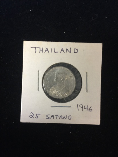 1946 Thailand - 25 Satang - Foreign Coin in Holder