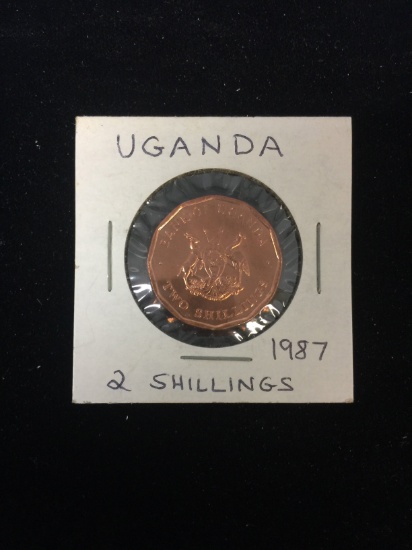 1987 Uganda - 2 Shillings - Foreign Coin in Holder