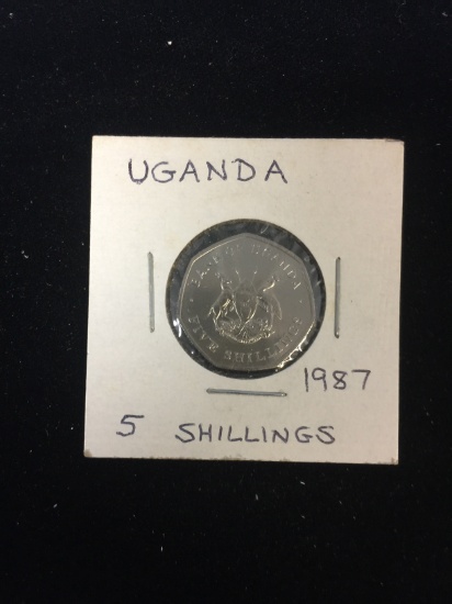 1987 Uganda - 5 Shillings - Foreign Coin in Holder