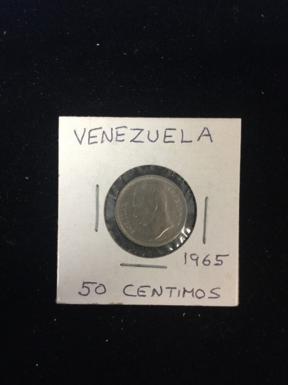 1965 Venezuela - 50 Centimos - Foreign Coin in Holder