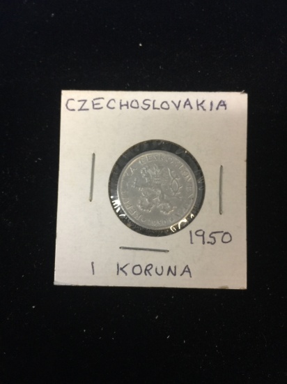 1950 Czechoslovakia - 1 Koruna - Foreign Coin in Holder