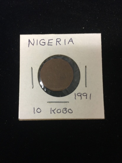 1991 Nigeria - 10 Kobo - Foreign Coin in Holder