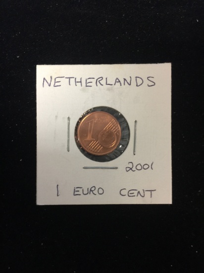 2001 Netherlands - 1 Euro Cent - Foreign Coin in Holder