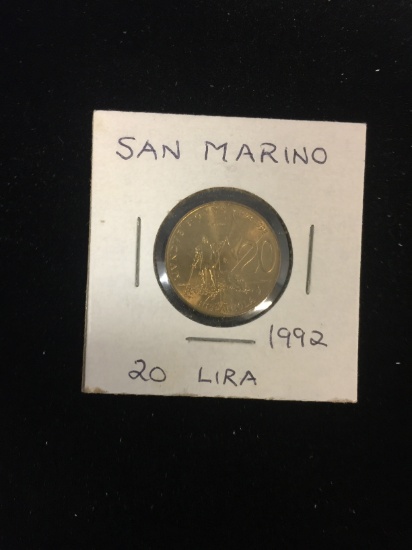 1992 San Marino - 20 Lira - Foreign Coin in Holder