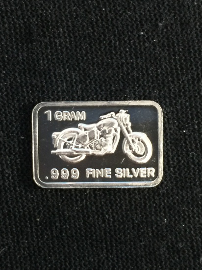 1 Gram .999 Fine Silver Harley Motorcycle Bullion Bar