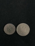 2 Germany Empire 1800's Pfennig Coins
