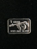 1 Gram .999 Fine Silver Tommy Gun Bullion Bar