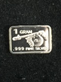 1 Gram .999 Fine Silver Tommy Gun Bullion Bar