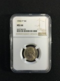 NGC Graded 1943-P 5c United States Jefferson Nickel MS66