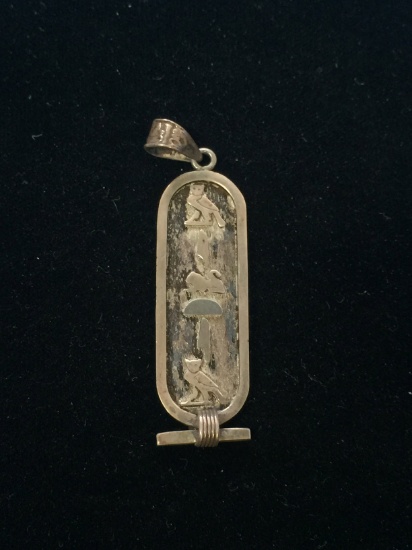 Egyptian Sterling Silver Cartouche 2.5" Pendant