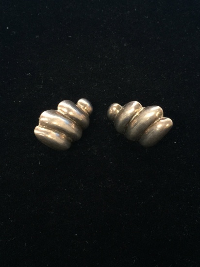 Old Pawn Sterling Silver Puffy Bee Hive Earrings