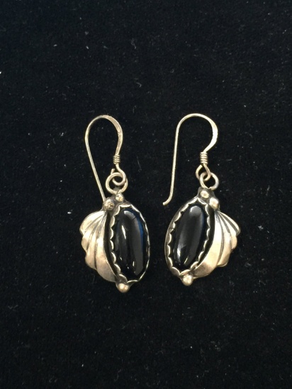 Wayne Etsitty Navajo Indian Sterling Silver & Onyx Earrings