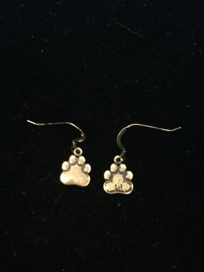 Rare Hopi Indian Milson Taylor Sterling Silver Paw Print Earrings