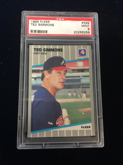 PSA Graded 1989 Fleer Ted Simmons Braves Baseball Card - Mint 9