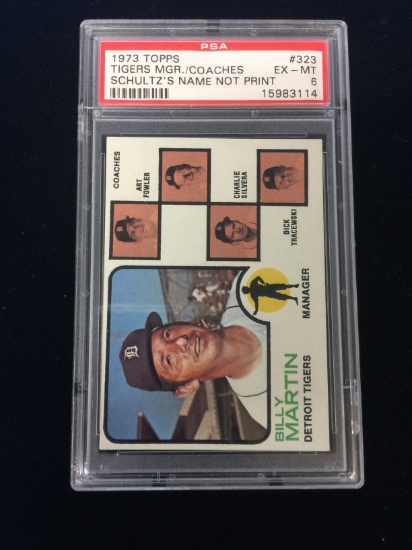 PSA Graded 1973 Topps Billy Martin Tigers Baseball Card
