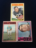 3 Card Lot of 1972 Topps Football Cards