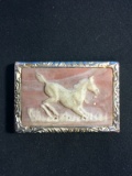 Vintage Incolay Stone Raised Belt Buckle with Horse - Very Nice