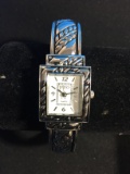 Women's Silver Tone Cuff Bracelet Style Watch