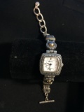 Women's Silver Tone Brighton Wrist Watch with Decorative Band