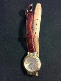 Women's Gold Tone Guess Watch with Red Leather Band