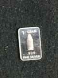 1 Gram .999 Fine Silver Bullet Round Bullion Bar