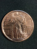 1 Ounce .999 Fine Copper Standing Liberty Bullion Round