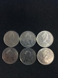 $1.50 Face Value Canadian Foreign Exchange Coins - 6 Quarters