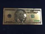 1976 24K Gold Plated United States $100 Bill Style Note