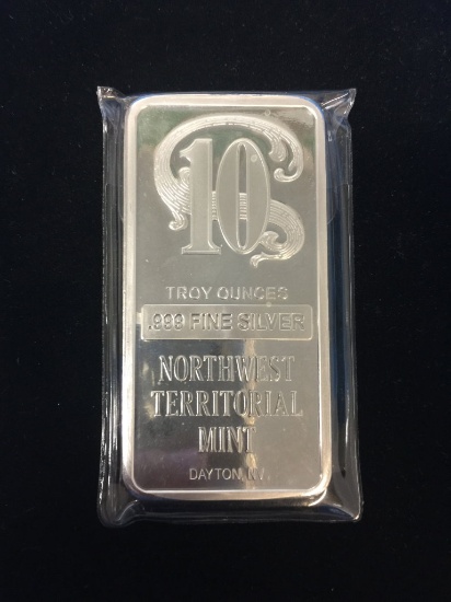 10 Troy Ounce .999 Fine Silver Northwest Territorial Mint Silver Bullion Bar